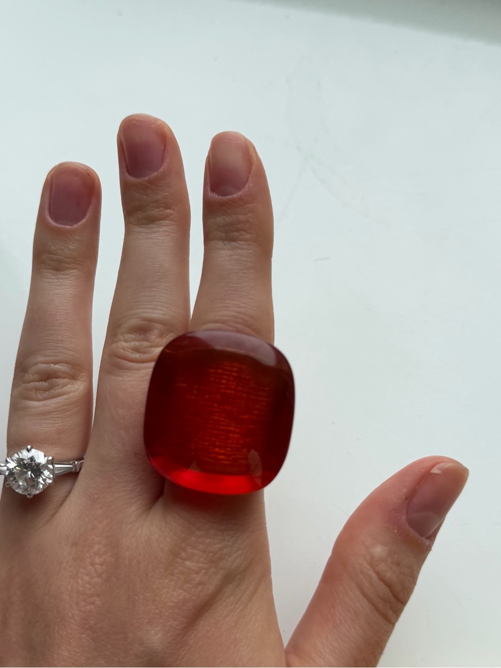 Women's Acetate Rock Ring In Orange